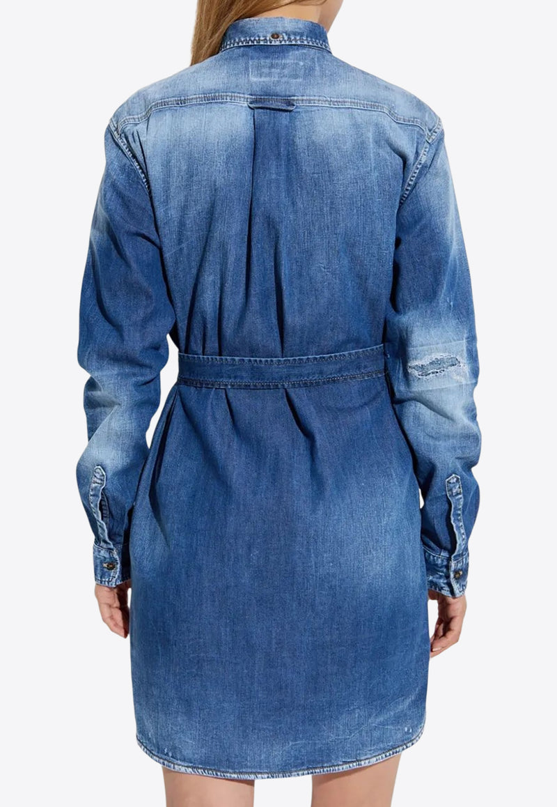 Dsquared2 Washed Denim Mini Shirt Dress Blue S75CV0949S30341_470