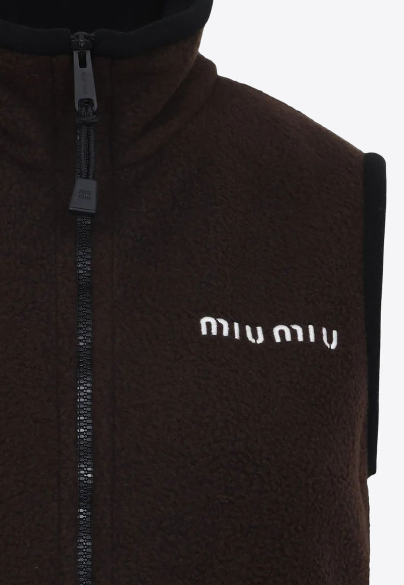 Miu Miu Logo Embroidered Fleece Mini Dress Brown MF5604SOOO1732_F0192