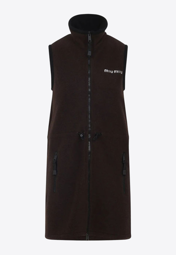 Miu Miu Logo Embroidered Fleece Mini Dress Brown MF5604SOOO1732_F0192