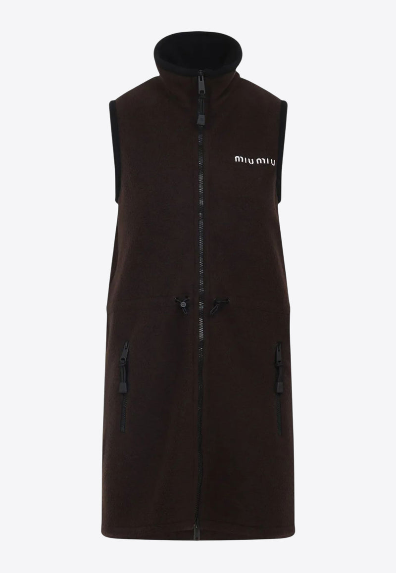 Miu Miu Logo Embroidered Fleece Mini Dress Brown MF5604SOOO1732_F0192
