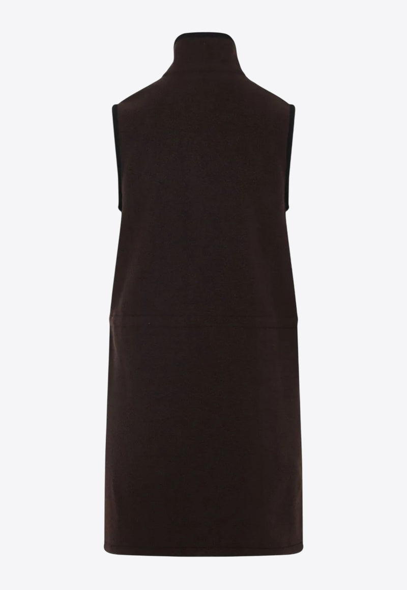 Miu Miu Logo Embroidered Fleece Mini Dress Brown MF5604SOOO1732_F0192