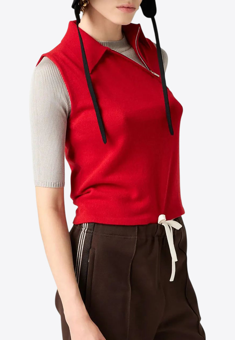 Miu Miu Cashmere Sleeveless Polo T-shirt Red MML00DSOOO18A9_F0011