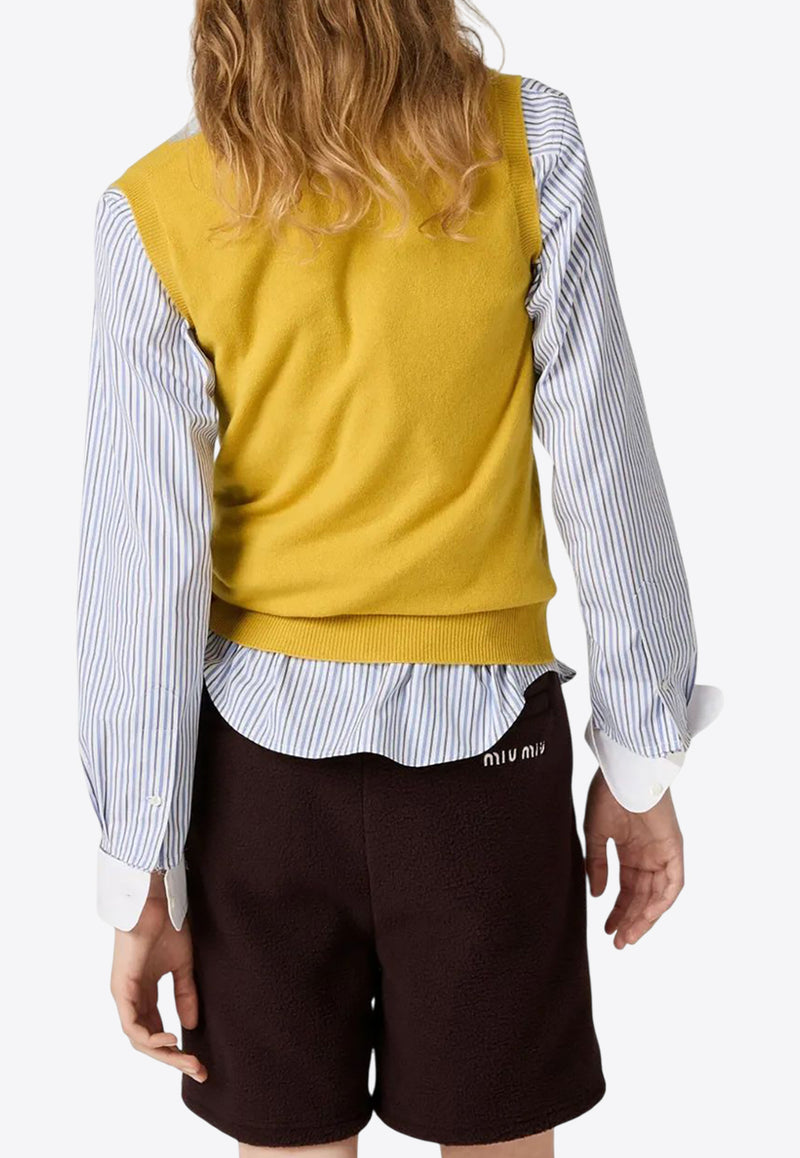 Miu Miu Argyle Knit Cashmere Vest Yellow MMV296SOOO174B_F0010