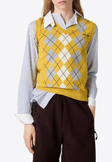 Miu Miu Argyle Knit Cashmere Vest Yellow MMV296SOOO174B_F0010