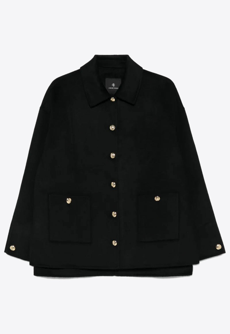 Anine Bing Luca Cashmere Buttoned Jacket Black A0110442_BLK26