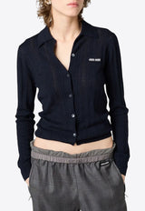 Miu Miu Openwork-Knit Cashmere Cardigan Blue MMF985SOOO17IW_F0008