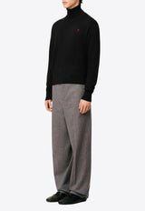 AMI PARIS Ami De Coeur Turtleneck Wool Sweater Black HKS827001_009