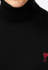 AMI PARIS Ami De Coeur Turtleneck Wool Sweater Black HKS827001_009