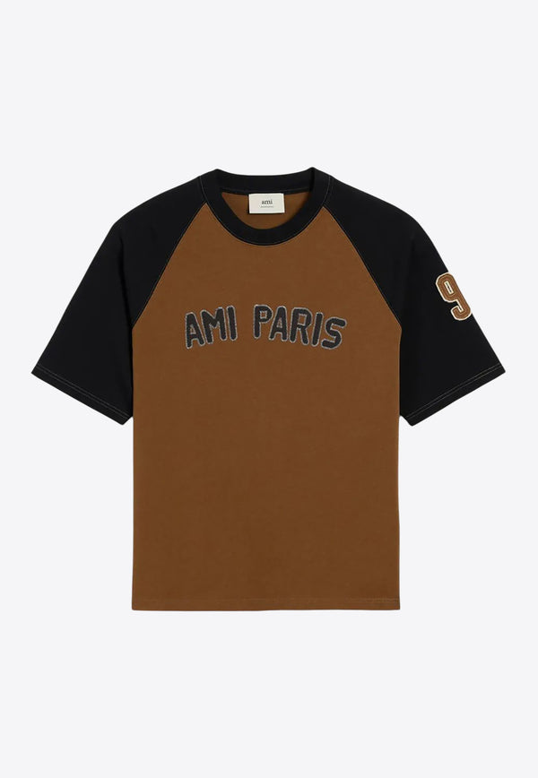 AMI PARIS Colorblocked Logo T-shirt Brown HTS350726_2162
