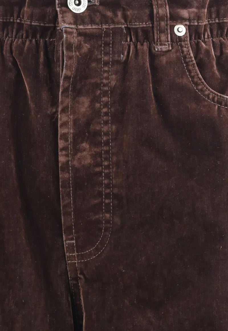 Miu Miu Straight-Leg Velvet Paperbag Pants Brown MP1725SOOO157Y_F0027