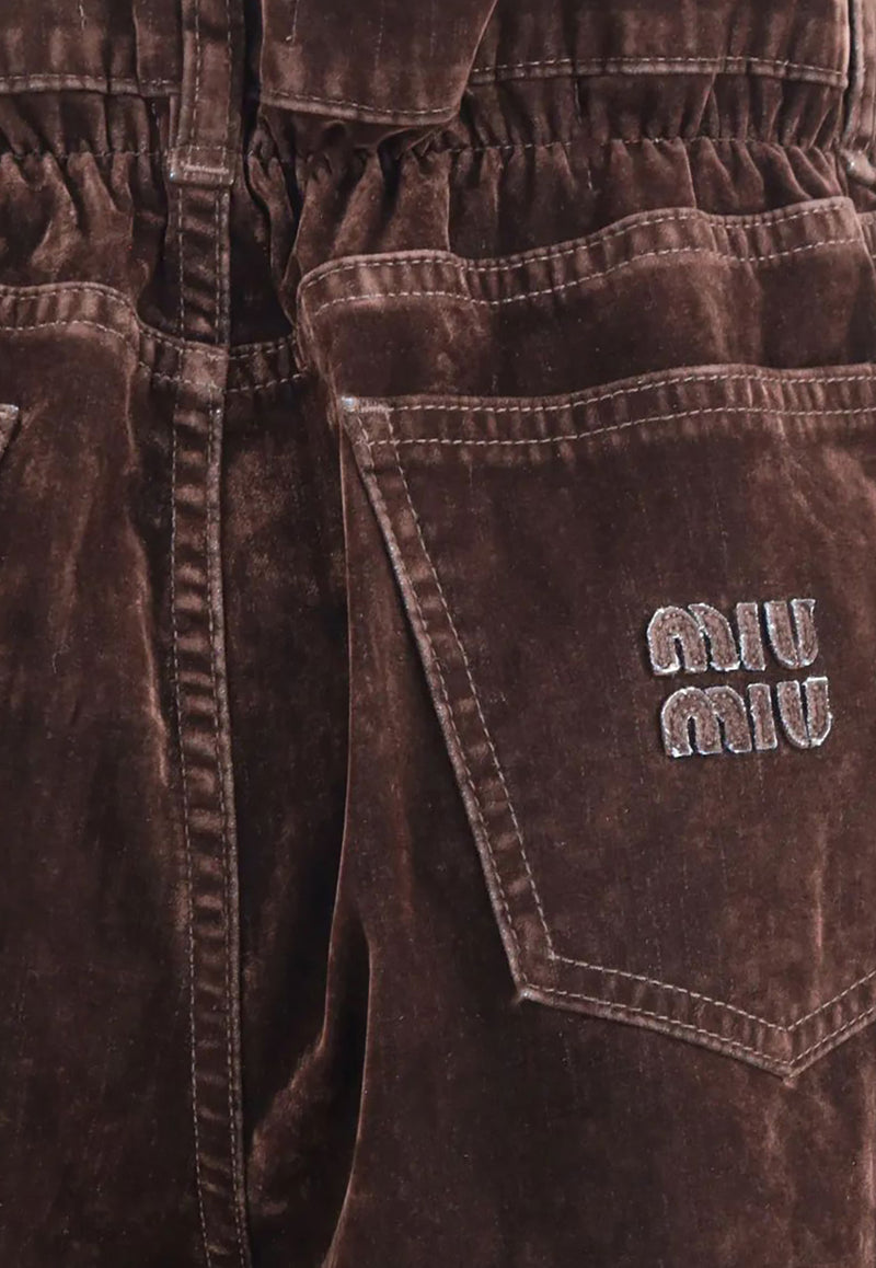 Miu Miu Straight-Leg Velvet Paperbag Pants Brown MP1725SOOO157Y_F0027