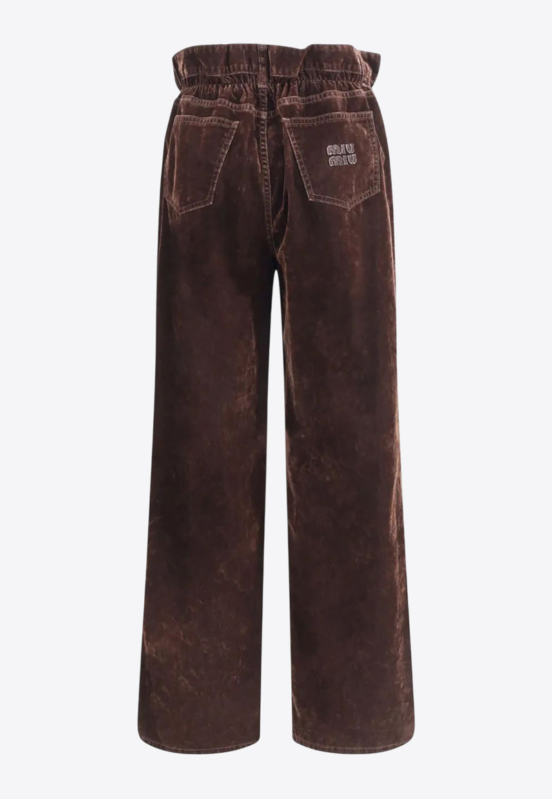 Miu Miu Straight-Leg Velvet Paperbag Pants Brown MP1725SOOO157Y_F0027