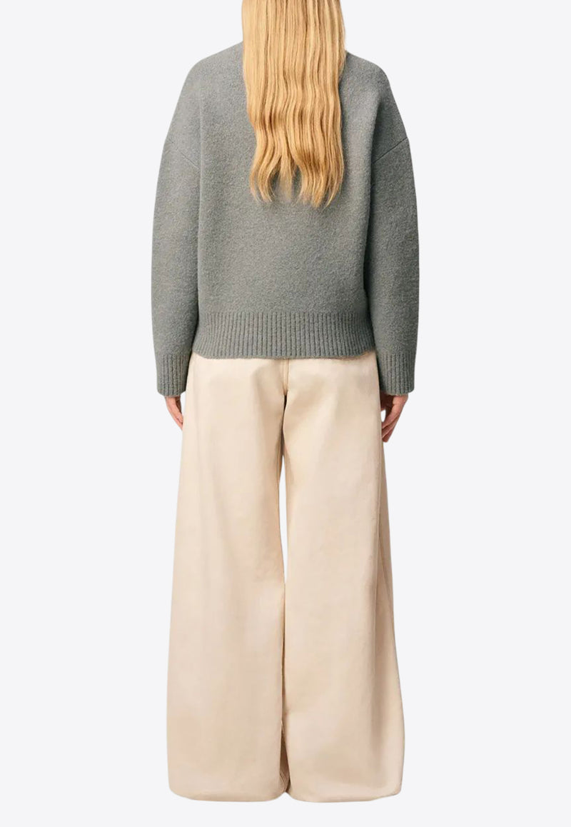 AMI PARIS Ami De Coeur Alpaca Blend Sweater Gray UKS836KN0135_058