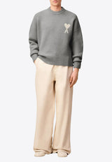 AMI PARIS Ami De Coeur Alpaca Blend Sweater Gray UKS836KN0135_058