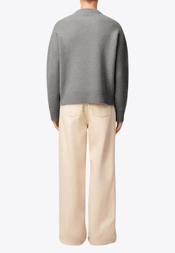 AMI PARIS Ami De Coeur Alpaca Blend Sweater Gray UKS836KN0135_058