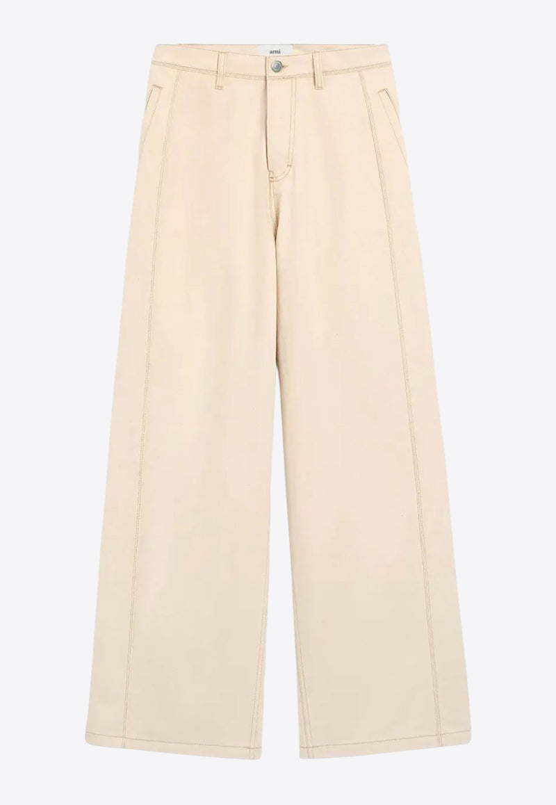 AMI PARIS Essential Wide-Leg Jeans Cream HTR820DE0106_150