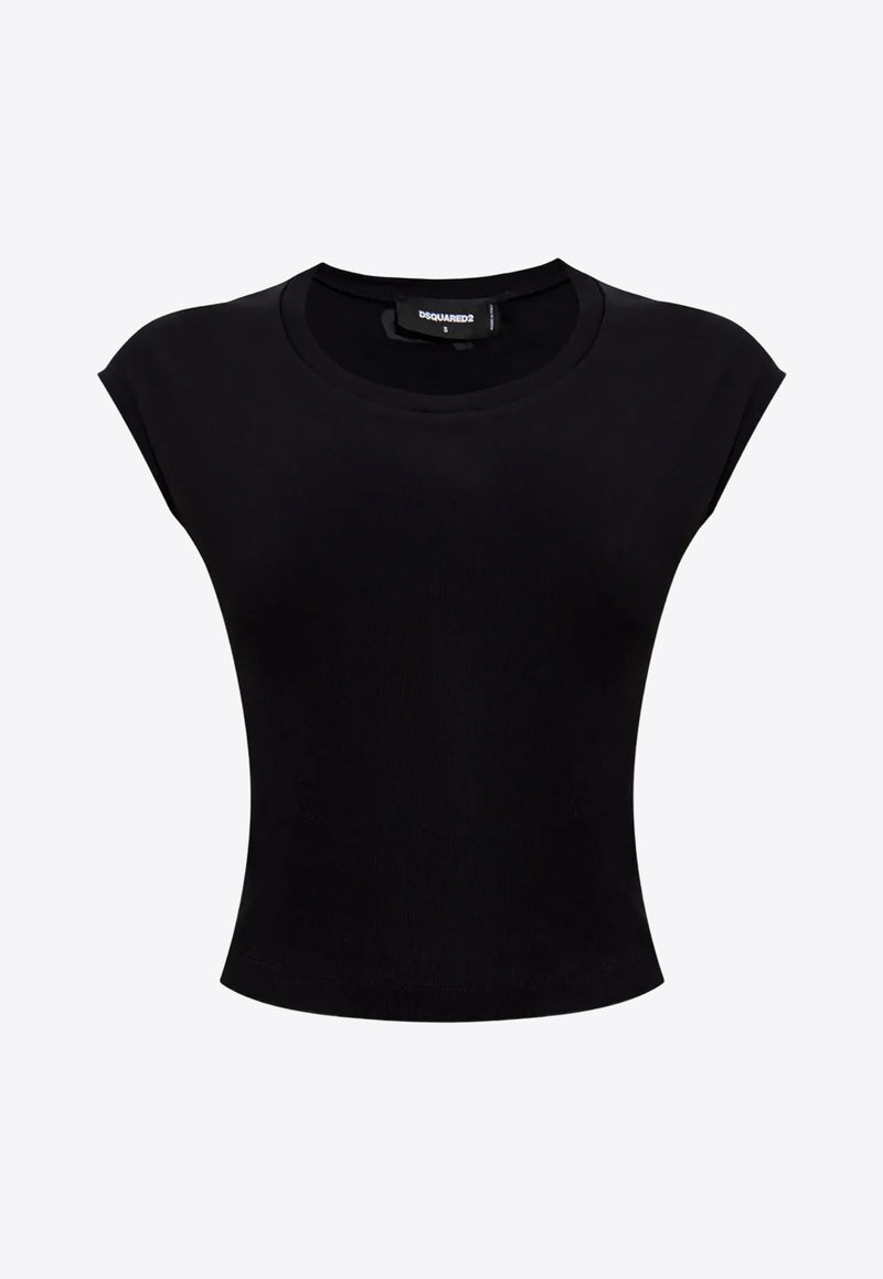 Dsquared2 Embroidered Logo Cropped Knit Top Black S75GD0483D20021_900