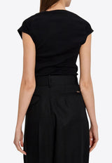 Dsquared2 Embroidered Logo Cropped Knit Top Black S75GD0483D20021_900