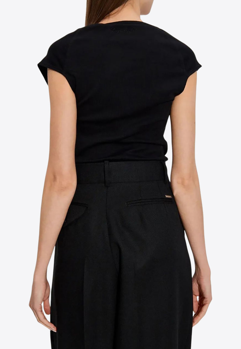 Dsquared2 Embroidered Logo Cropped Knit Top Black S75GD0483D20021_900