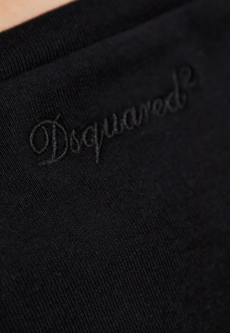 Dsquared2 Embroidered Logo Cropped Knit Top Black S75GD0483D20021_900