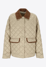 Miu Miu Quilted Bomber Jacket Beige ML1311SOOO17OO_F0036