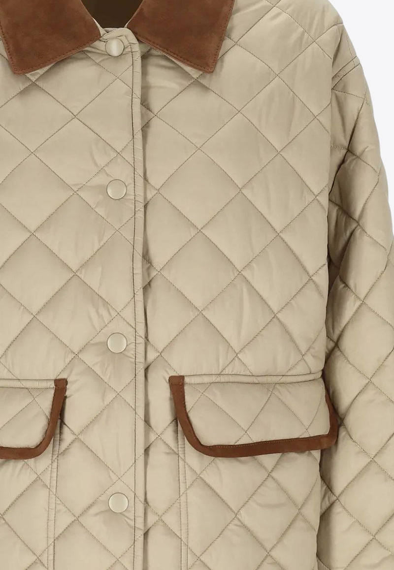 Miu Miu Quilted Bomber Jacket Beige ML1311SOOO17OO_F0036