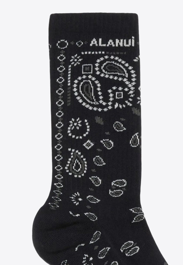 Alanui Bandana Jacquard Knit Socks Charcoal LWRA007E25KNI001_0706