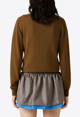 Miu Miu Cashmere Cardigan with Detachable Stripe Collar Brown MMF990SOOO174L_F0YVO