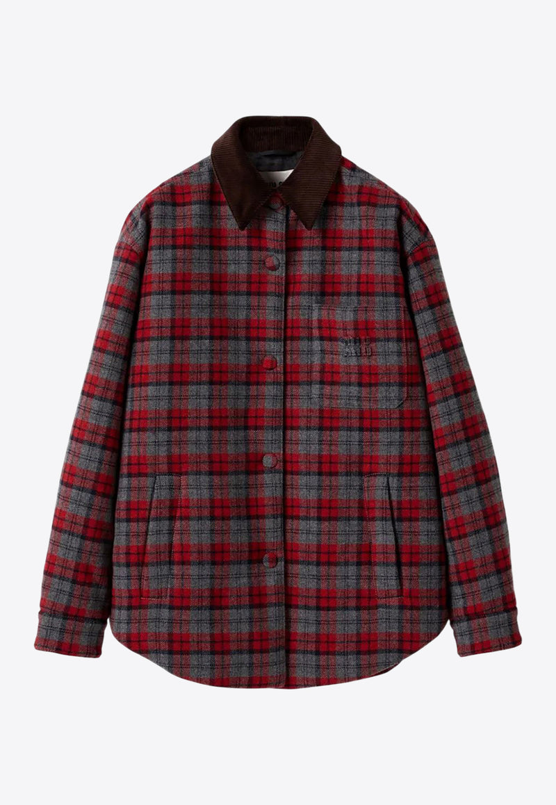 Miu Miu Tartan Check Wool Padded Jacket Multicolor ML855S232172Z_F0I14