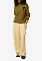 AMI PARIS Ami De Coeur Wool Sweater Olive UKS839018_2988