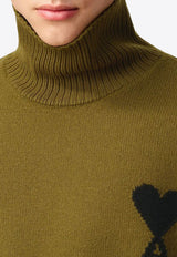 AMI PARIS Ami De Coeur Wool Sweater Olive UKS839018_2988