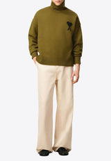 AMI PARIS Ami De Coeur Wool Sweater Olive UKS839018_2988