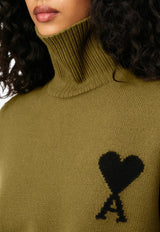 AMI PARIS Ami De Coeur Wool Sweater Olive UKS839018_2988