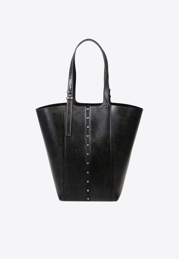 Golden Goose DB 24/7 Studded Vintage Leather Tote Bag Black GWA00632A000867_90100