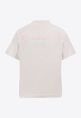Balenciaga Logo-Printed Crewneck T-shirt White 850990TTVJ12420_DIRTY WHITE/BBY PINK_30005264