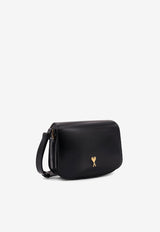 AMI PARIS Paris Paris Glazed Leather Crossbody Bag Black ULL717AL0139001_Black_29844464