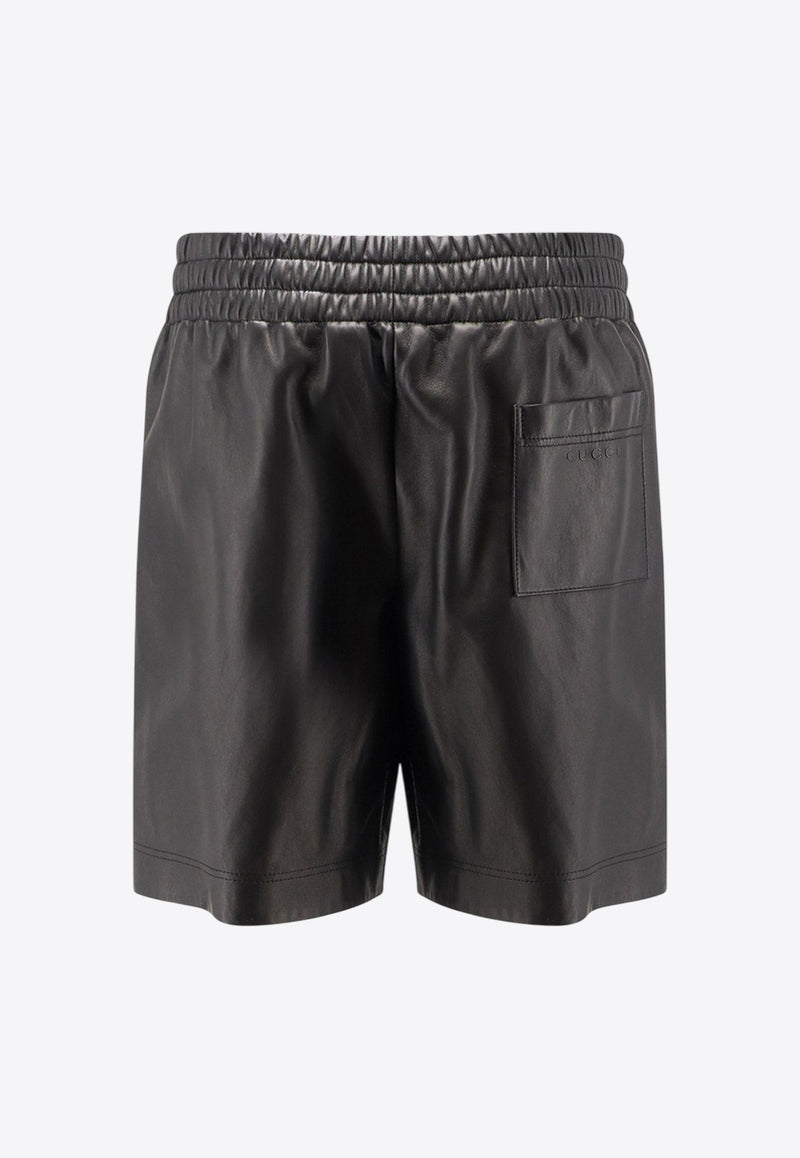 Gucci Elasticated Leather Bermuda Shorts Black 832983XNA7N1000_Black_29850425