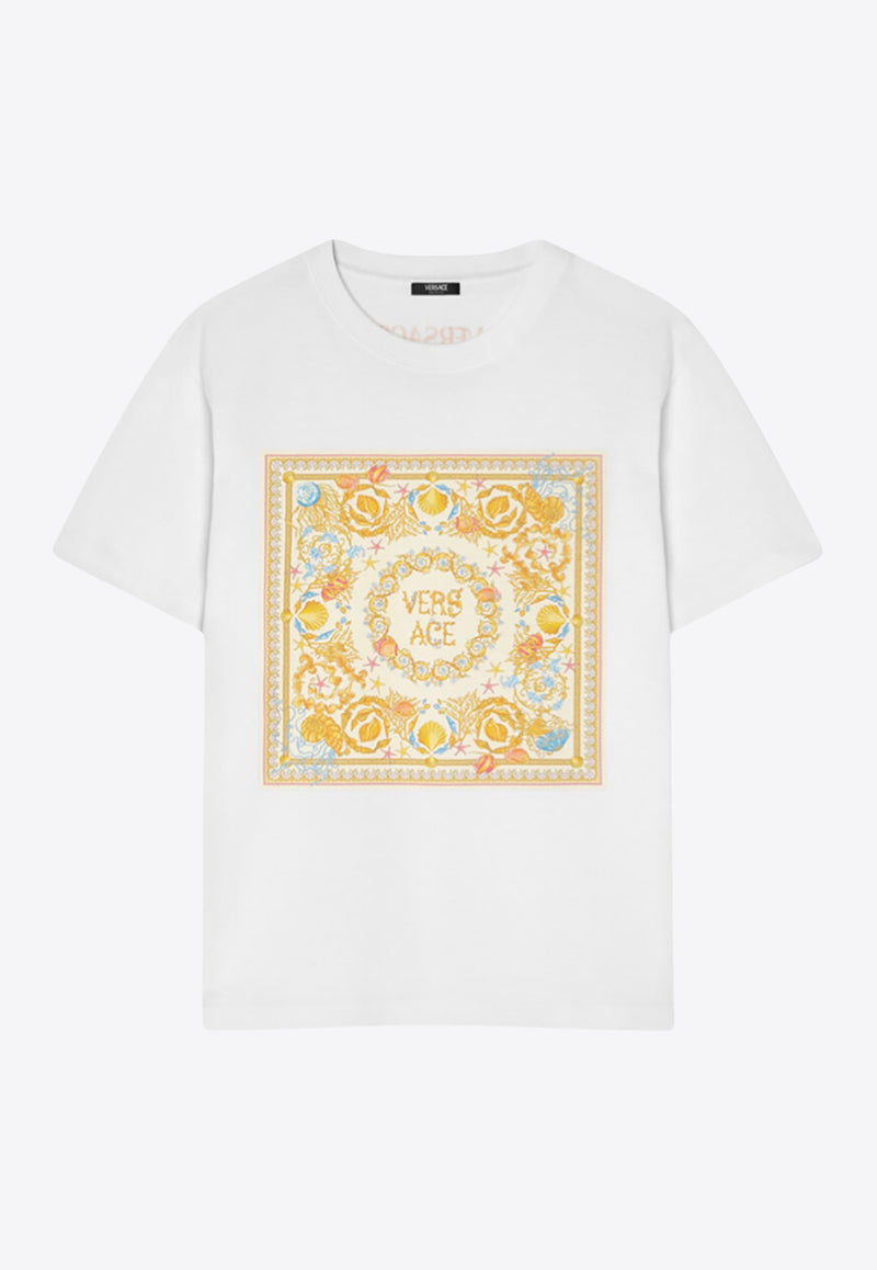 Versace Underwater Barocco Printed Crewneck T-shirt 1021453 1A15724 2W3A0