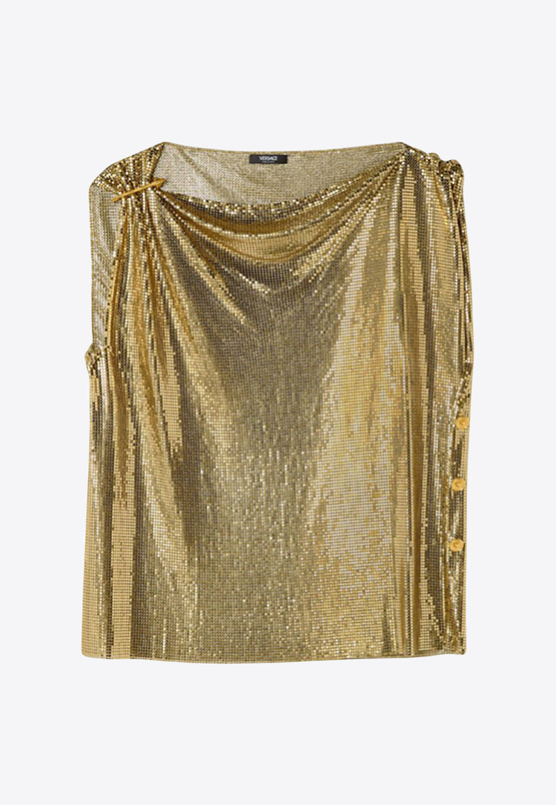 Versace Safety Pin Metal Mesh Sleeveless Top 1021517 1A14829 1X240