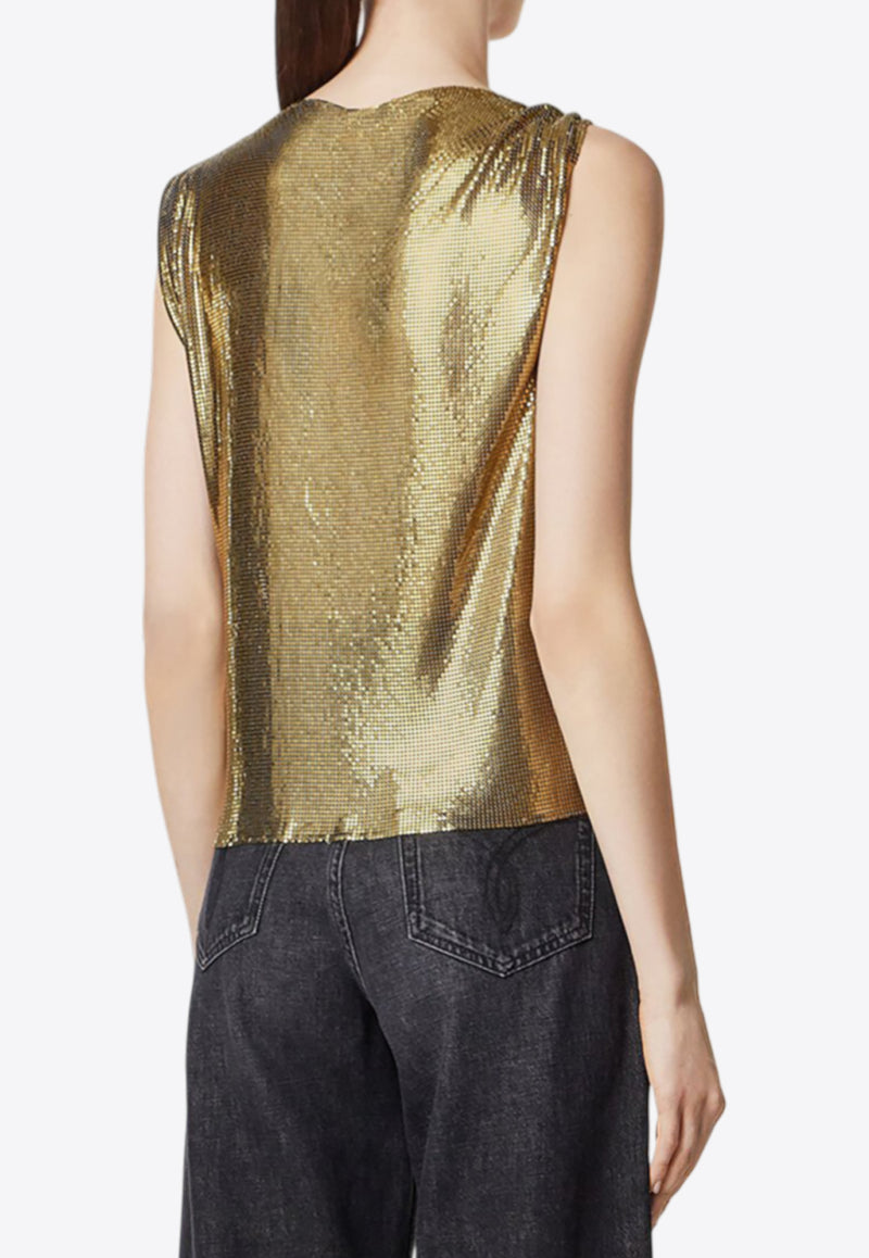 Versace Safety Pin Metal Mesh Sleeveless Top 1021517 1A14829 1X240