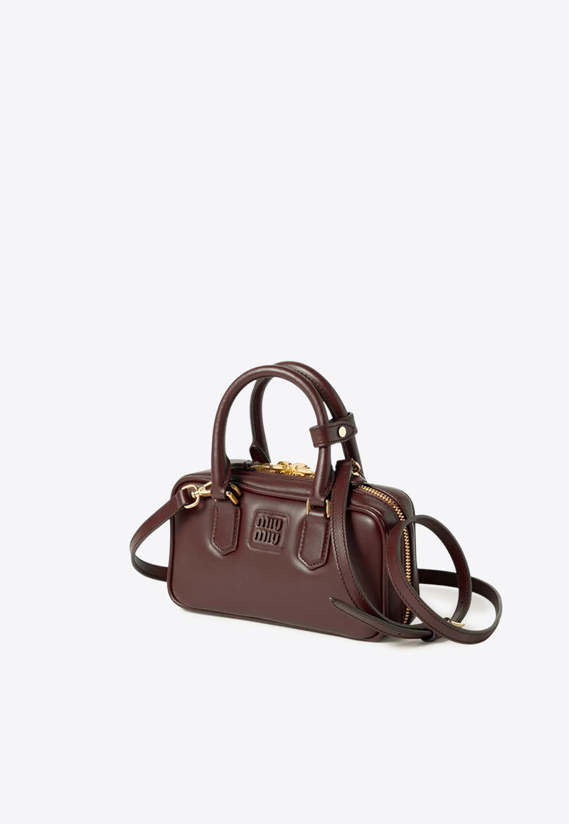 Miu Miu Mini Arcadie Padded Leather Handbag Brown 5BP088VOOOACR3_F0NBL