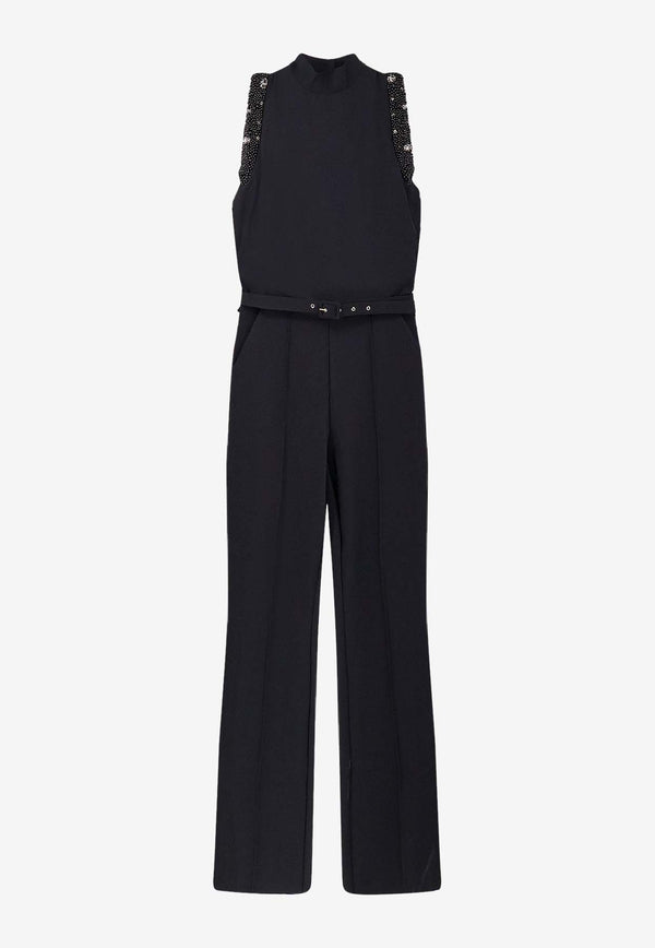CHIARA BONI La Petite Robe Taevy High-Neck Beaded Jumpsuit Black TUTAEVYRCBS37_Black_35065879