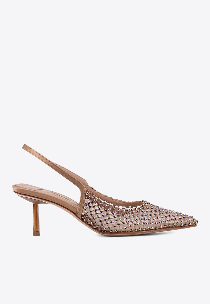 Le Silla Gilda 60 Rhinestone Mesh Slingback Pumps Brown 2299U060P1PPSAS913_Mordore''_35065959