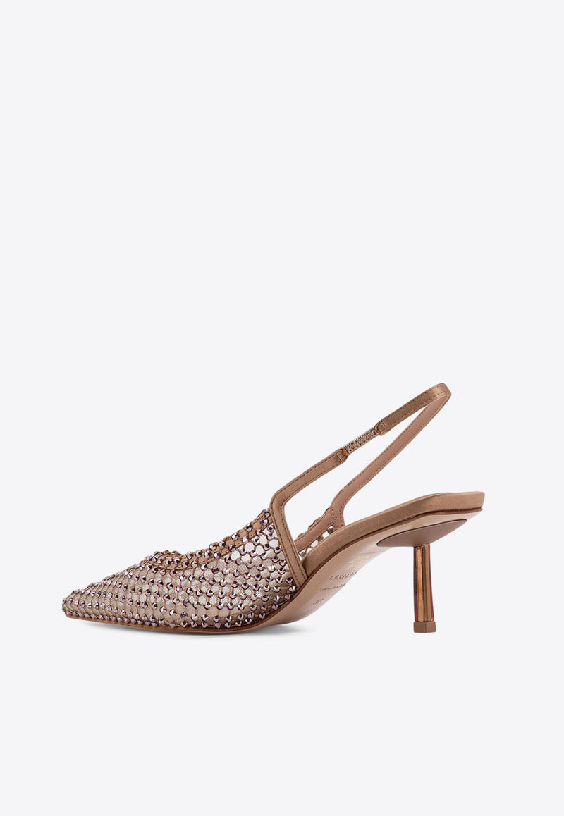 Le Silla Gilda 60 Rhinestone Mesh Slingback Pumps Brown 2299U060P1PPSAS913_Mordore''_35065959