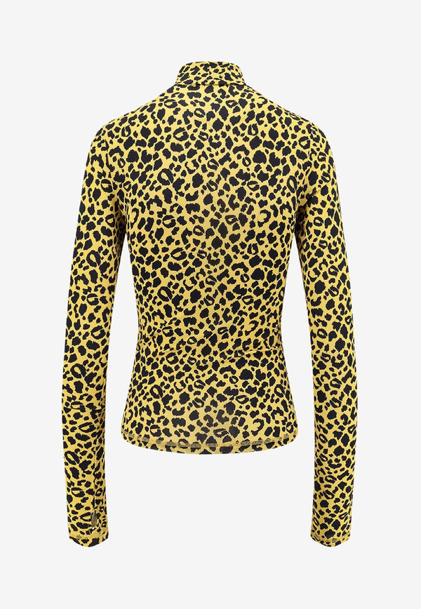 Coperni Leopard Print High-Neck Top Yellow COPJS20F5032PRI_Print_35066065