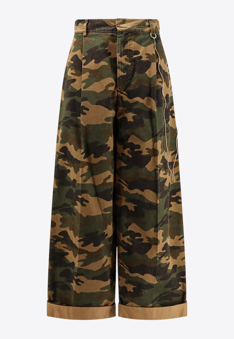 DARKPARK Danielle Camouflage Wide-Leg Pants Green WTR49FAP160018_Brown camouflage_35065923