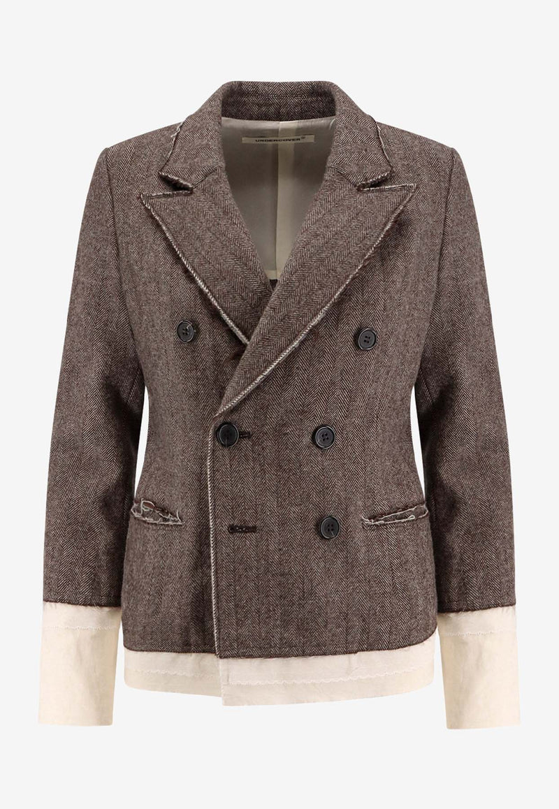 Undercover Double-Breasted Wool Blazer Brown UP2E1104BROWNBASE_Brownbase_35065976