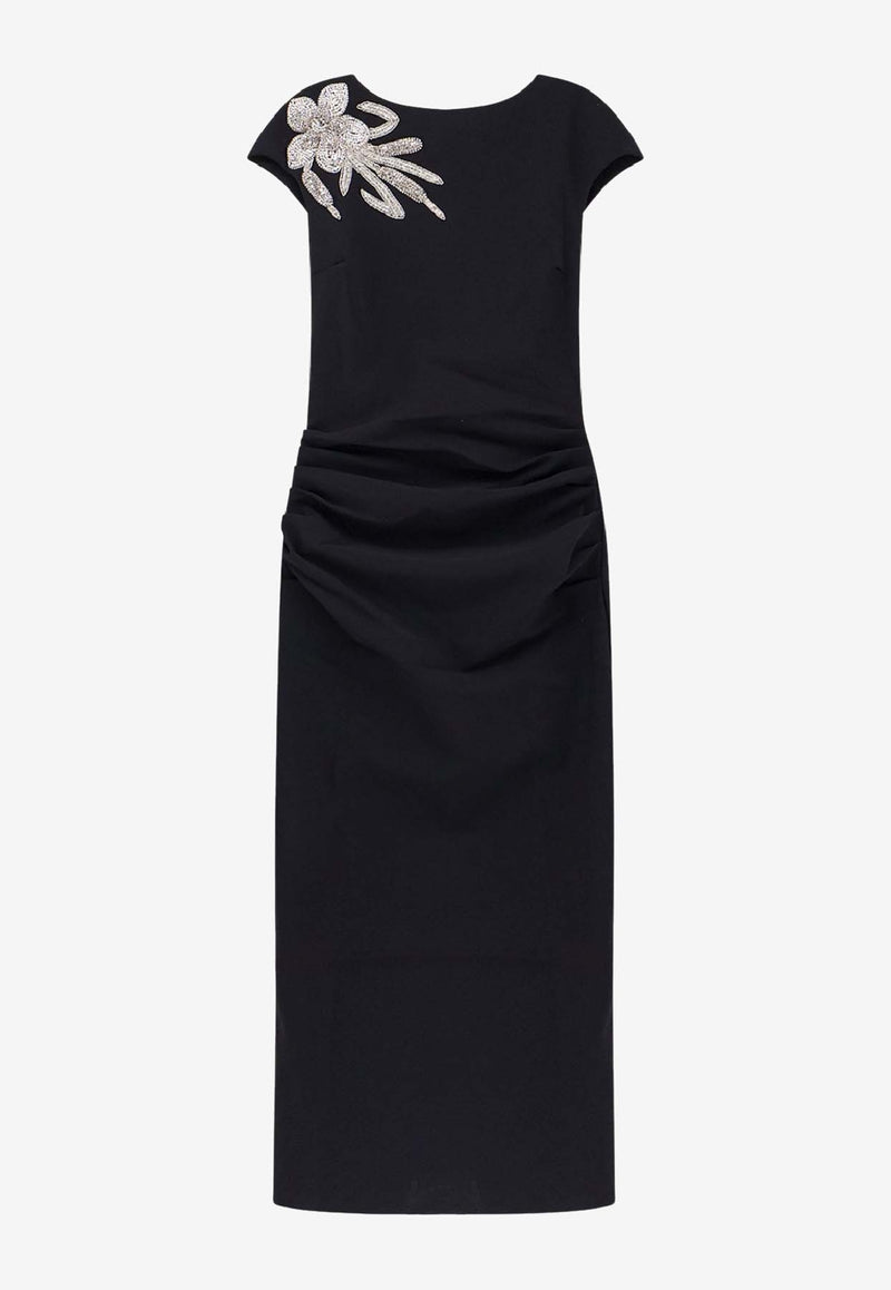 CHIARA BONI La Petite Robe Hesup Embellished Midi Satin Dress Black ABMHESUPRBS37_Black_35065980