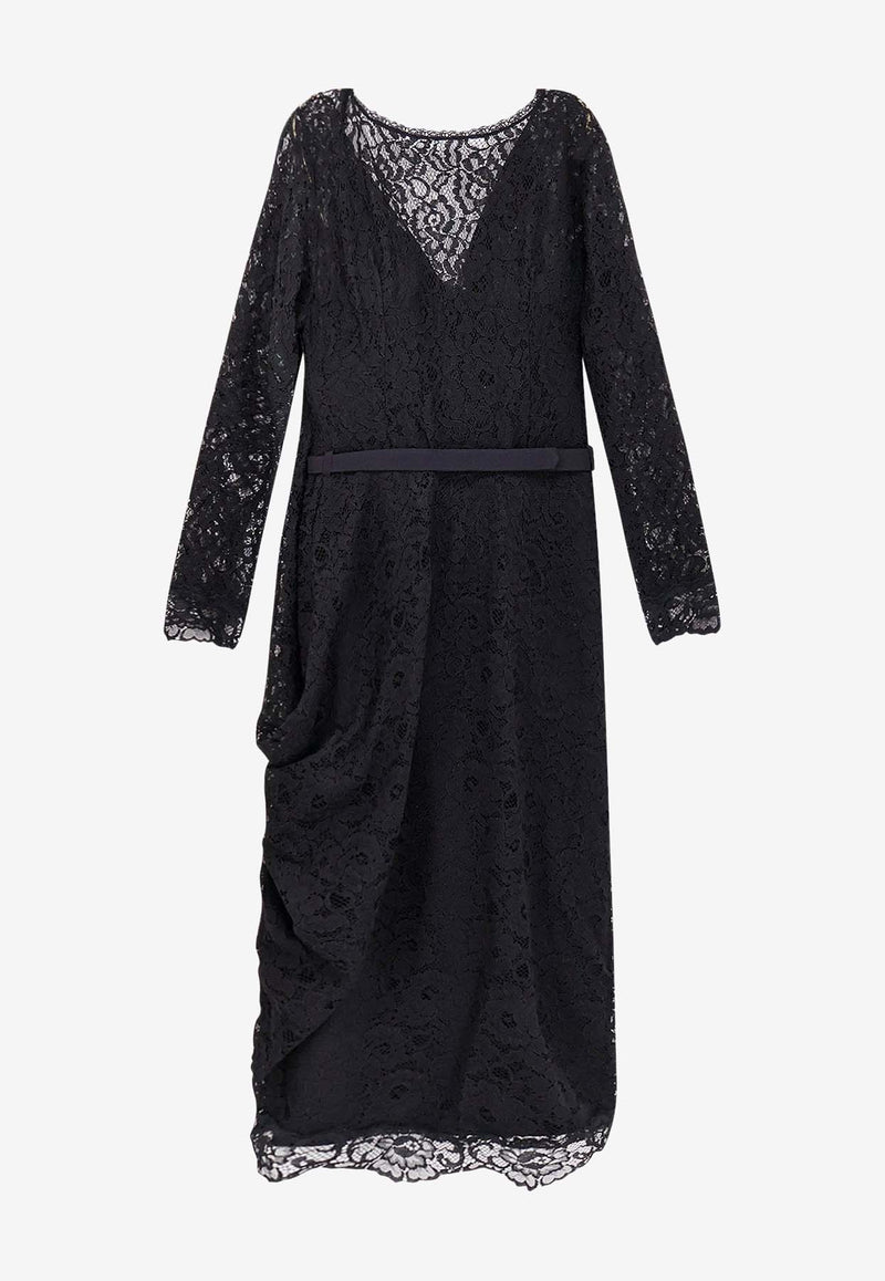 CHIARA BONI La Petite Robe Ginogi Midi Lace Belted Dress Black ABMGINOCILBS37_Black_35065860