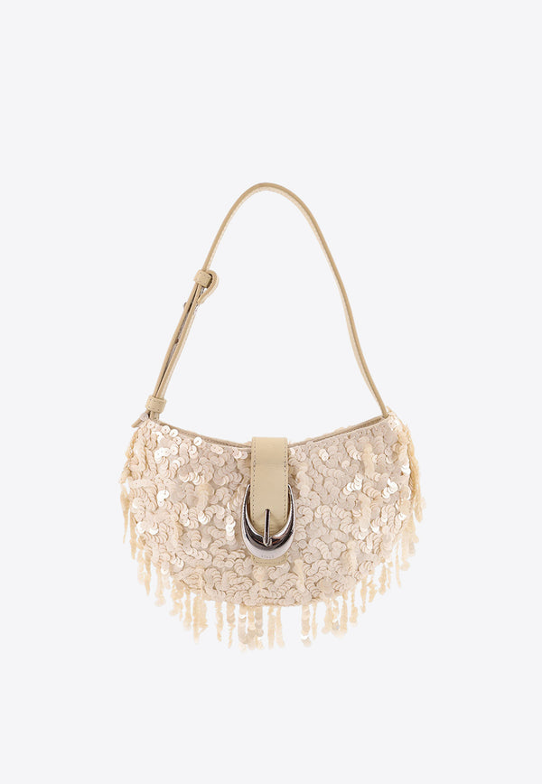 Staud Alana Sequined Shoulder Bag Cream H25P4012BVCRM_White_35066058
